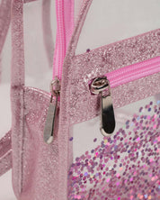 Mochila Mini Transparente con Glitter Rosa para niñas