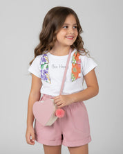 Bolso corazón con pompón para niña
