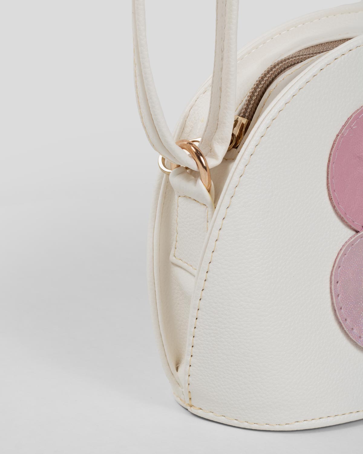 Bolso blanco con flor rosa tornasol para niña