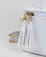 Bolso mini neceser plateado para niña