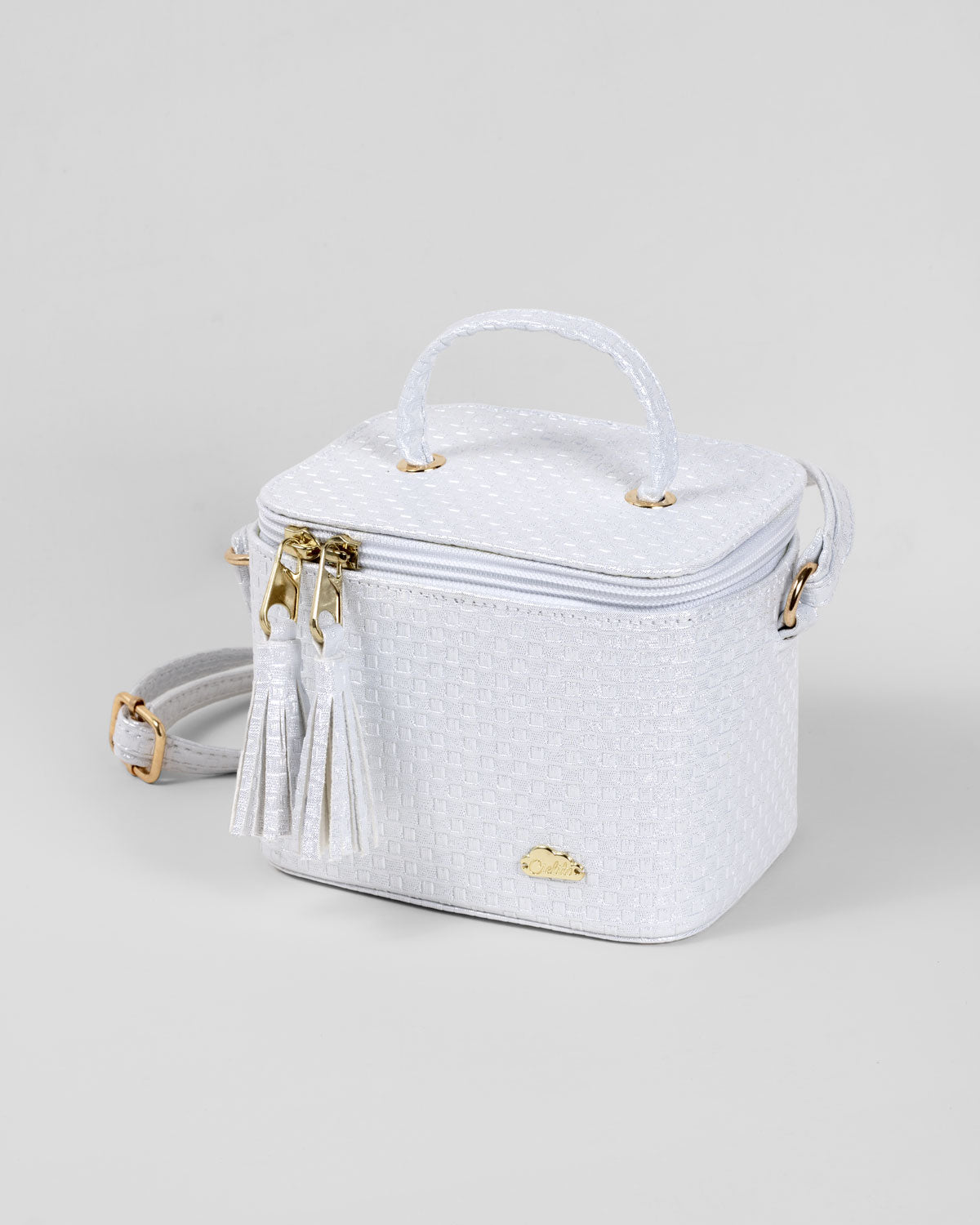 Bolso mini neceser plateado para niña