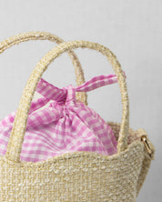 Bolso canasta con cerezas y bolsita para niña