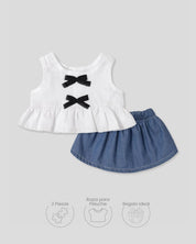 Conjunto blusa blanca con moñitos para peluche