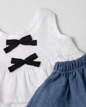 Conjunto blusa blanca con moñitos para peluche