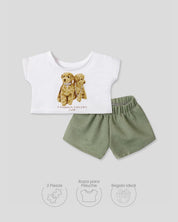 Conjunto blanco y verde para peluche