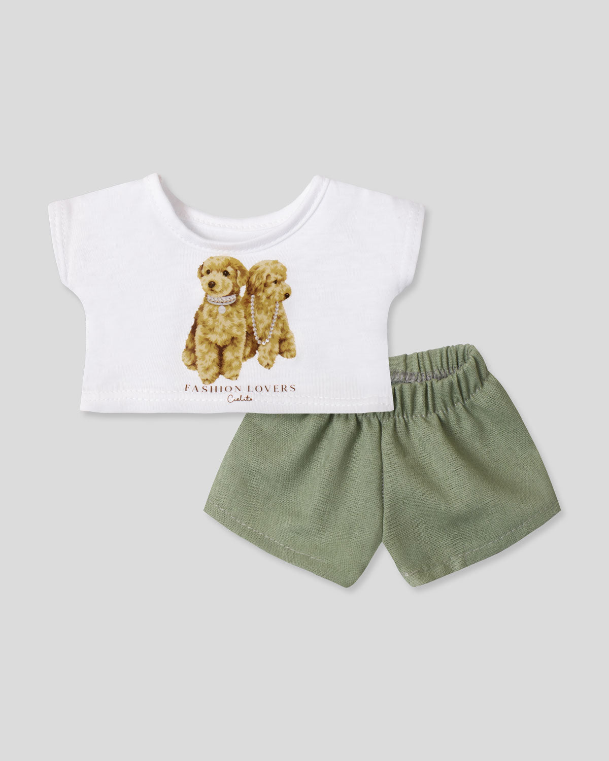 Conjunto blanco y verde para peluche