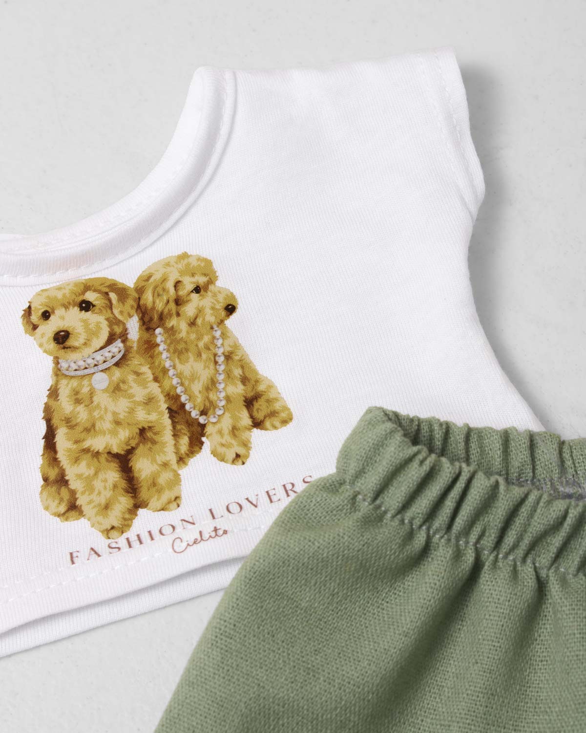 Conjunto blanco y verde para peluche