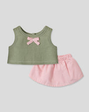 Conjunto verde y rosa para peluche