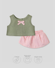 Conjunto verde y rosa para peluche