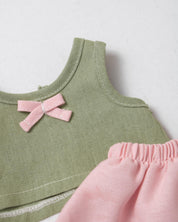 Conjunto verde y rosa para peluche