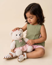 Conjunto verde y rosa para peluche
