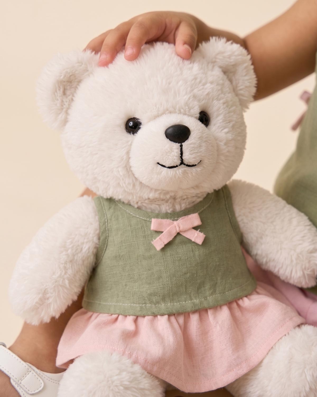 Conjunto verde y rosa para peluche