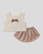 Conjunto beige y café para peluche