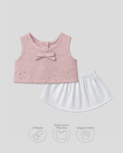 Conjunto rosa y blanco para peluche