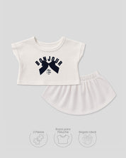 Conjunto blanco estampado Bonjour para peluche