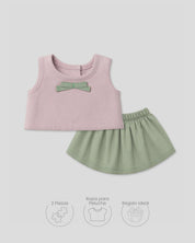 Conjunto rosa y falda verde para peluche