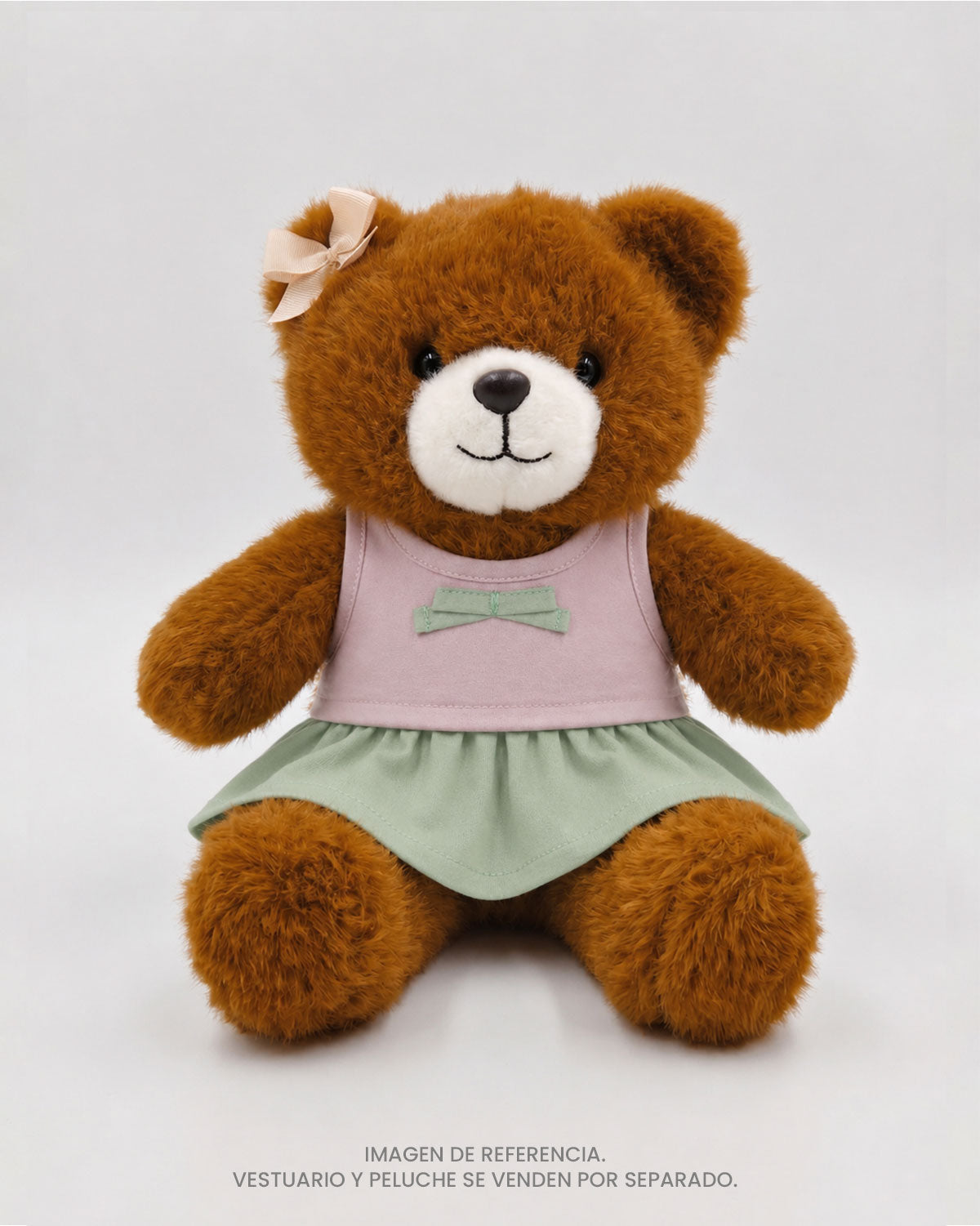 Conjunto rosa y falda verde para peluche