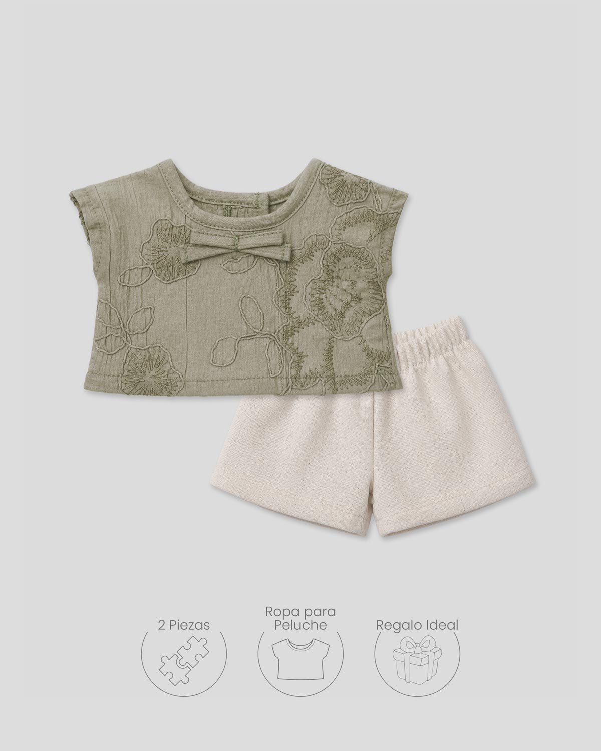Conjunto verde y short para peluche