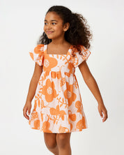 Vestido estampado de flores y terminado en bolero para niña