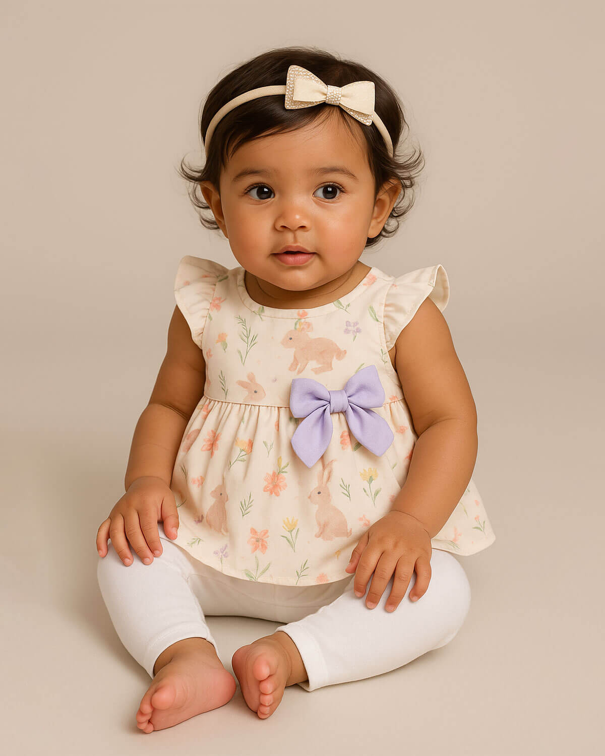 Total look de conjunto con set 3 de balacas para bebé niña.