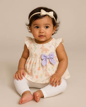 Total look de conjunto con set 3 de balacas para bebé niña.