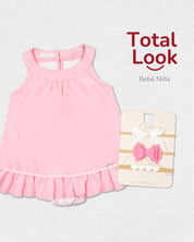 Total look vestido body rosa con balacas para bebé niña