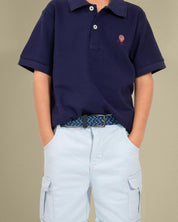 Camisa polo pique algodón azul navy para niño