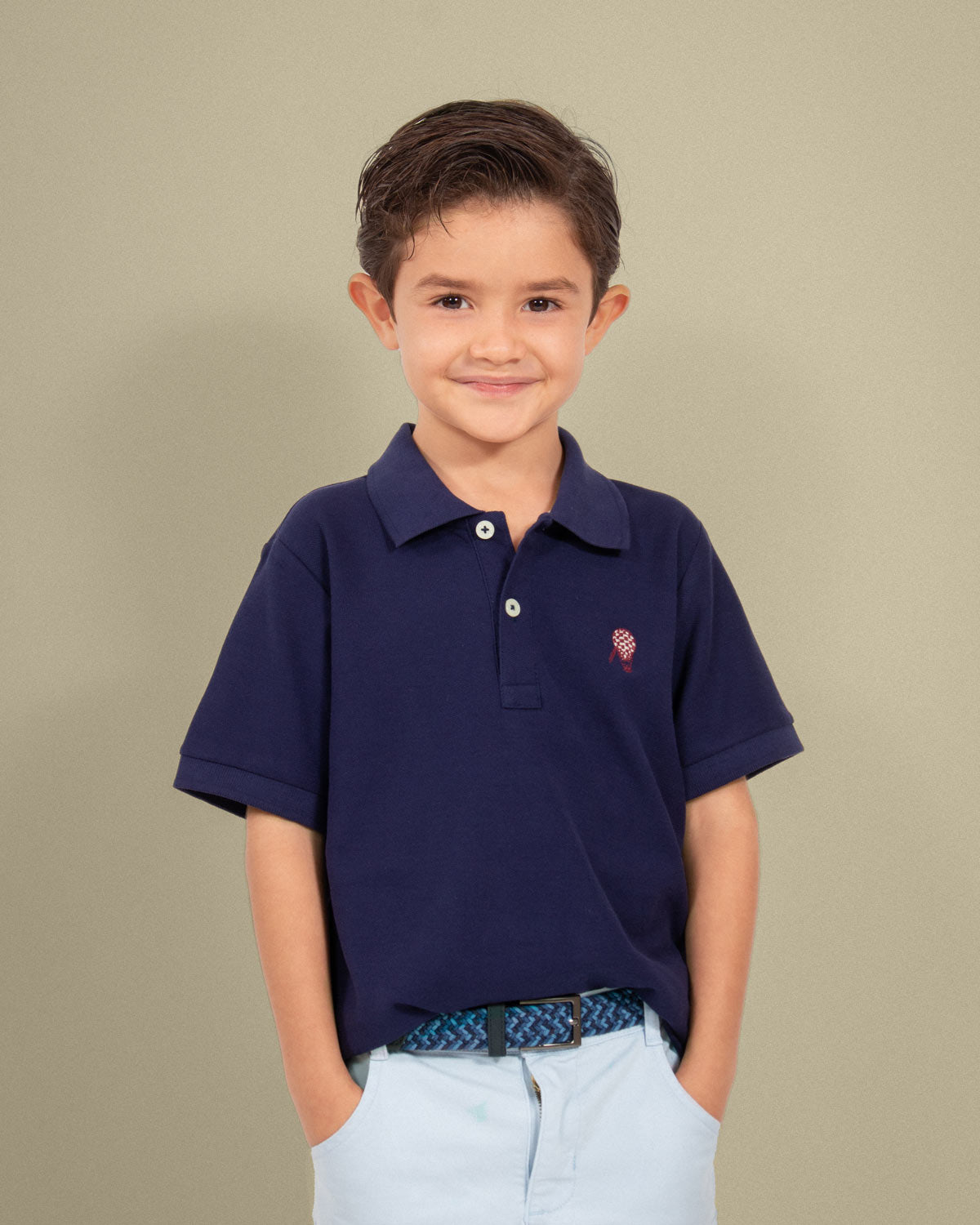 Camisa polo pique algodón azul navy para niño