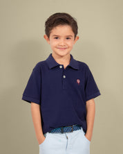 Camisa polo pique algodón azul navy para niño