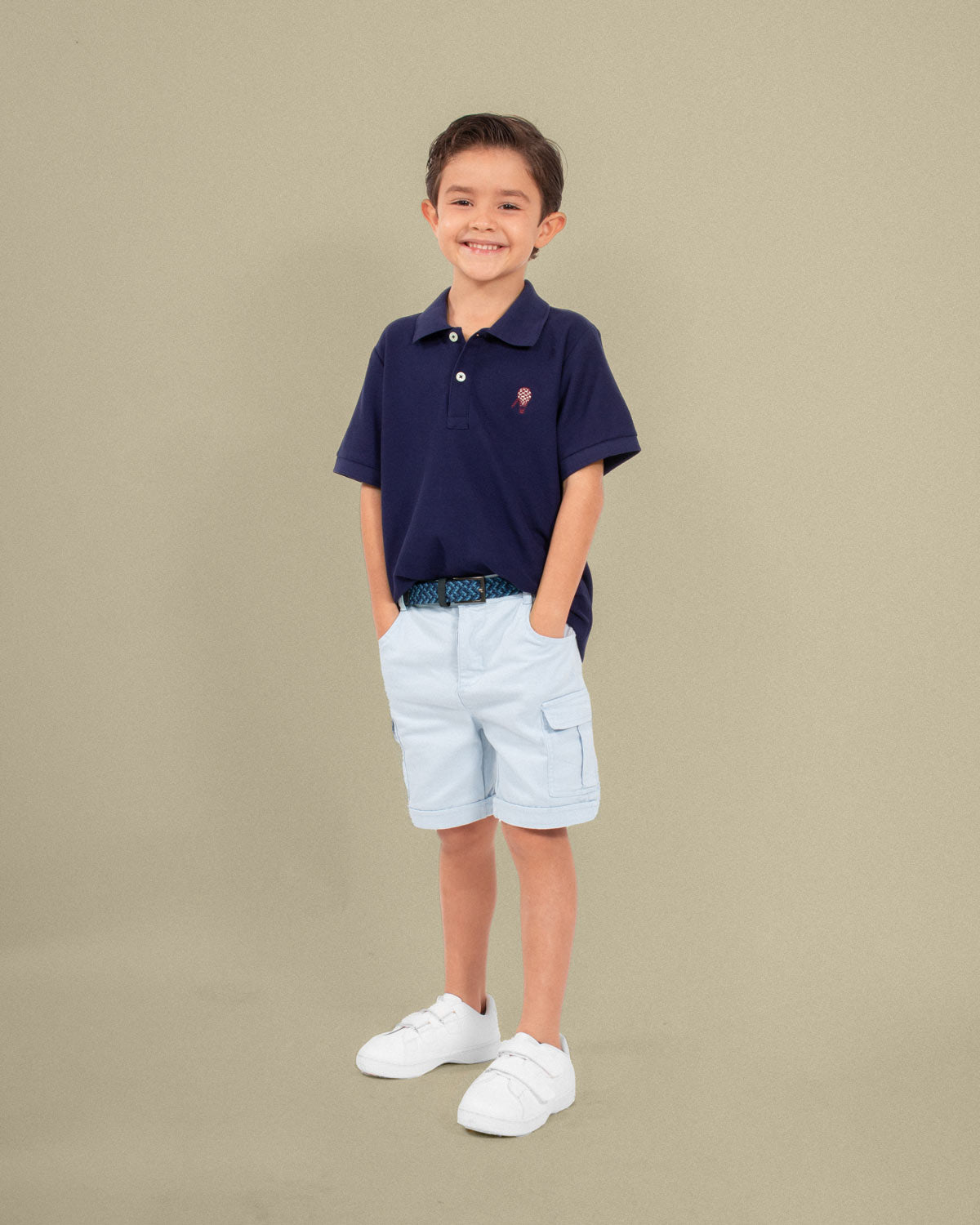 Camisa polo pique algodón azul navy para niño