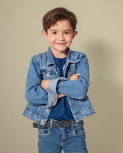 Chaqueta denim azul medio para niño