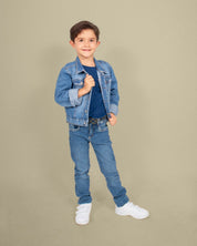 Chaqueta denim azul medio para niño