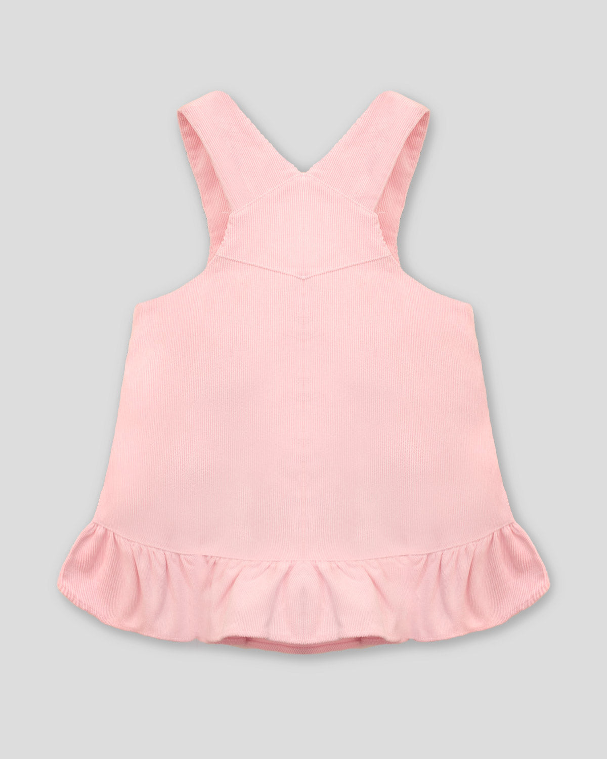 Jardinera rosada con bolsillos y boleros para bebé niña