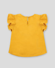 Blusa amarilla de boleros con estampado para niña - Cielito