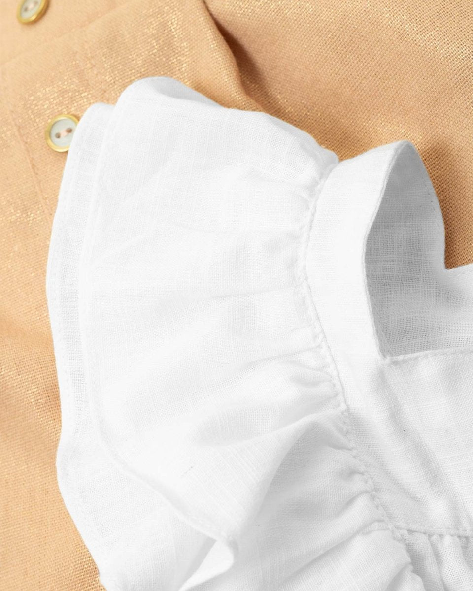 Blusa blanca con short de detalles dorados para niña - Cielito