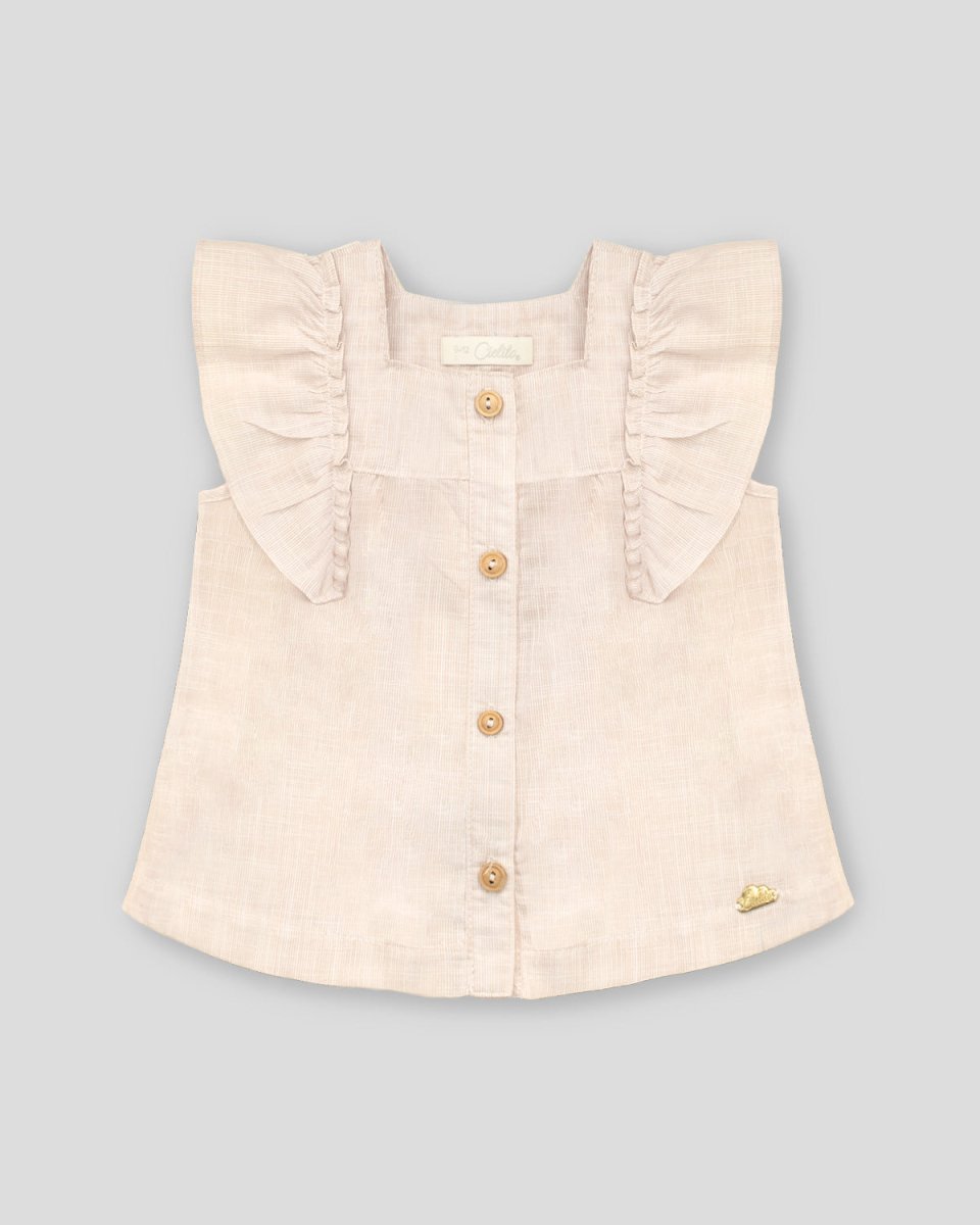 Blusa con bolero y botones de madera para bebé niña - Cielito
