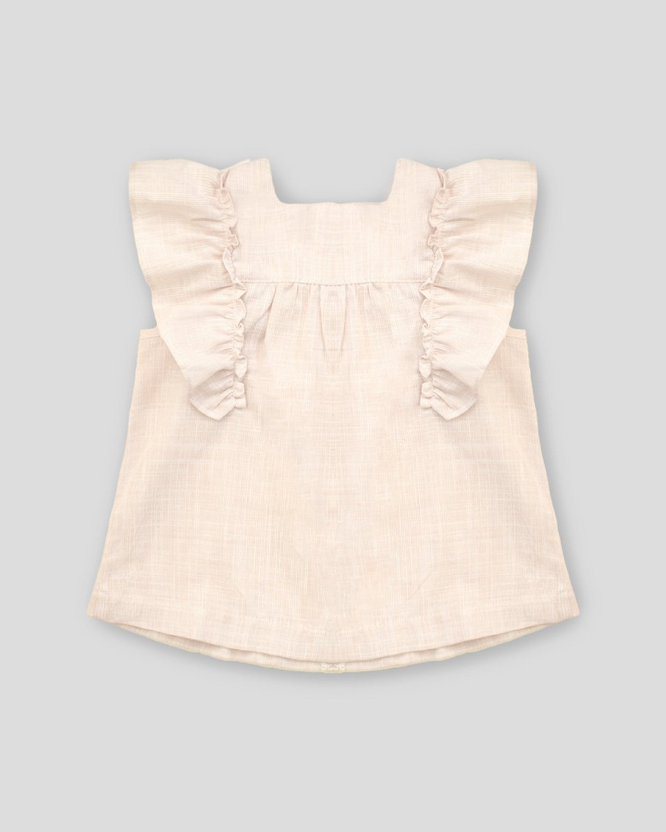 Blusa con bolero y botones de madera para bebé niña - Cielito