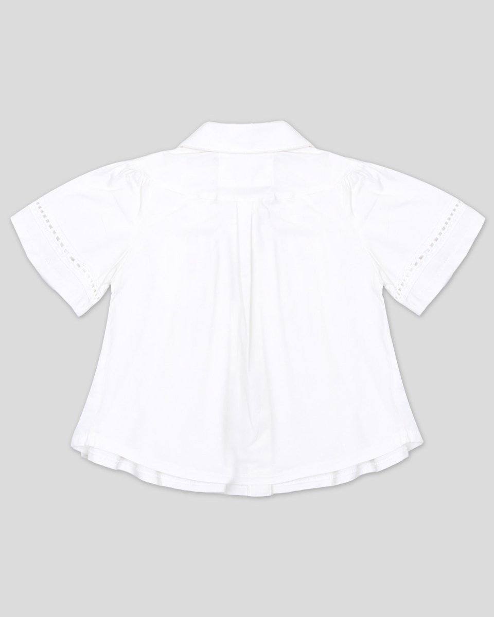 Camisa blanca con detalle de encaje y botones para niña - Cielito