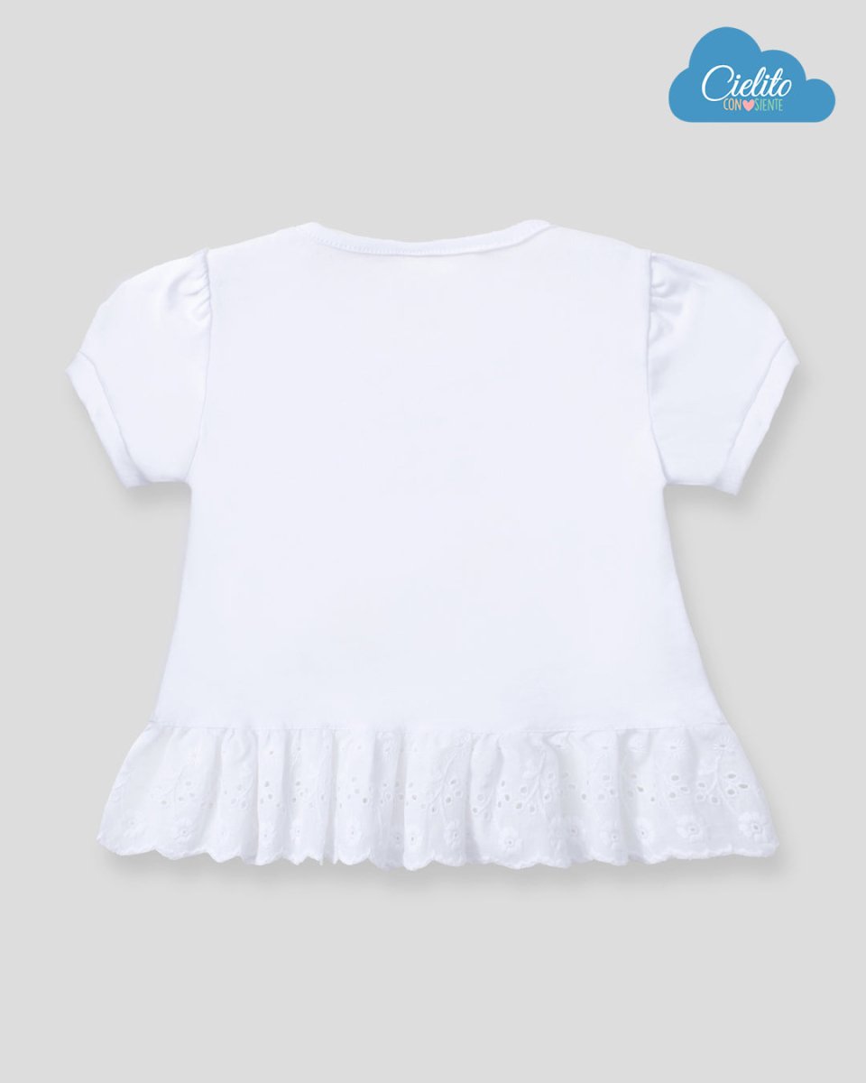 Camiseta blanca con estampado de abejita y boleros para niña y bebé niña - Cielito