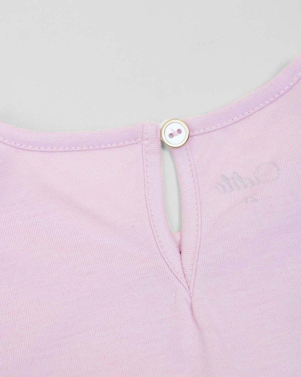 Camiseta lila con estampado y moño para niña - Cielito