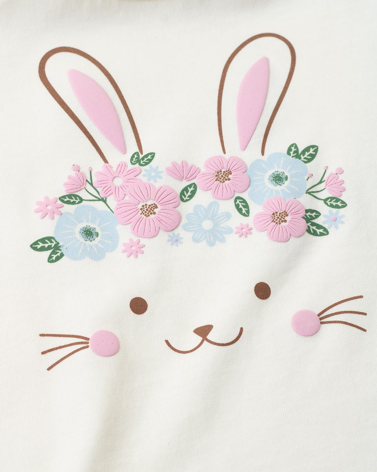 Camiseta con mangas bombacha y estampado de conejo para bebé niña