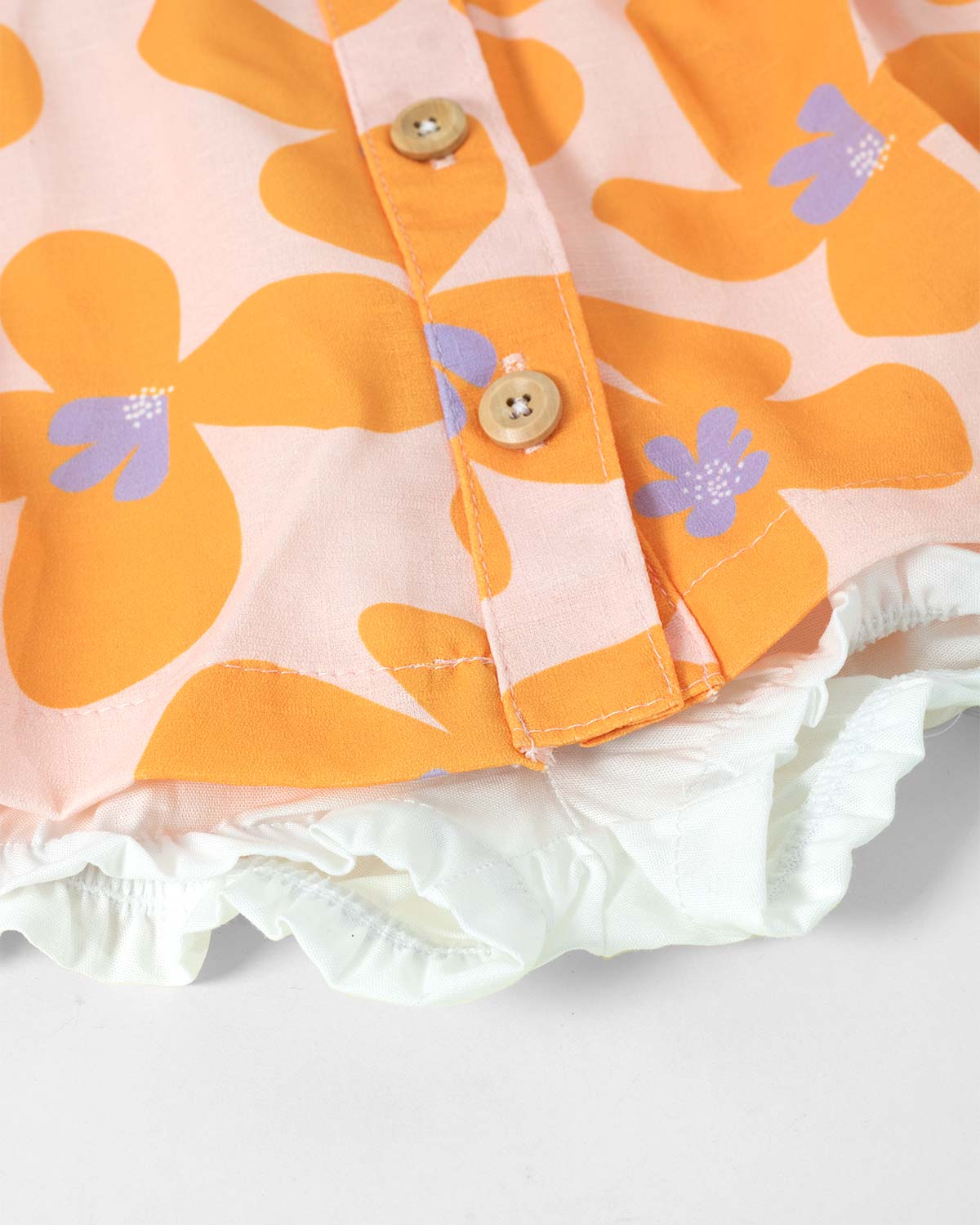 Vestido de flores naranja y panty para bebé niña