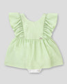 Vestido body verde con boleros en hombro para bebé niña