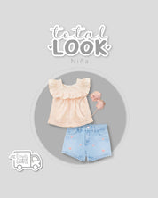Total look con diadema, blusa y short para niña - Cielito