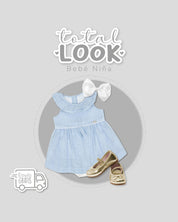 Total look con moño, vestido y baletas para bebé niña - Cielito