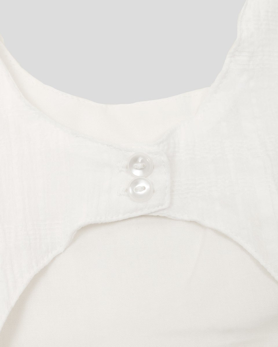 Vestido blanco con boleros y botones en espalda para niña - Cielito