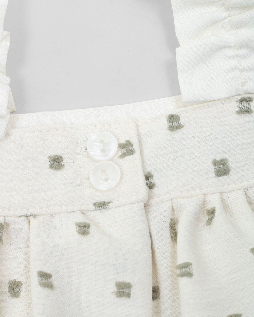 Vestido blanco con puntos verdes de tiras para niña - Cielito