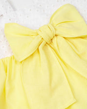 Vestido body blanco y amarillo con moño para bebé niña - Cielito