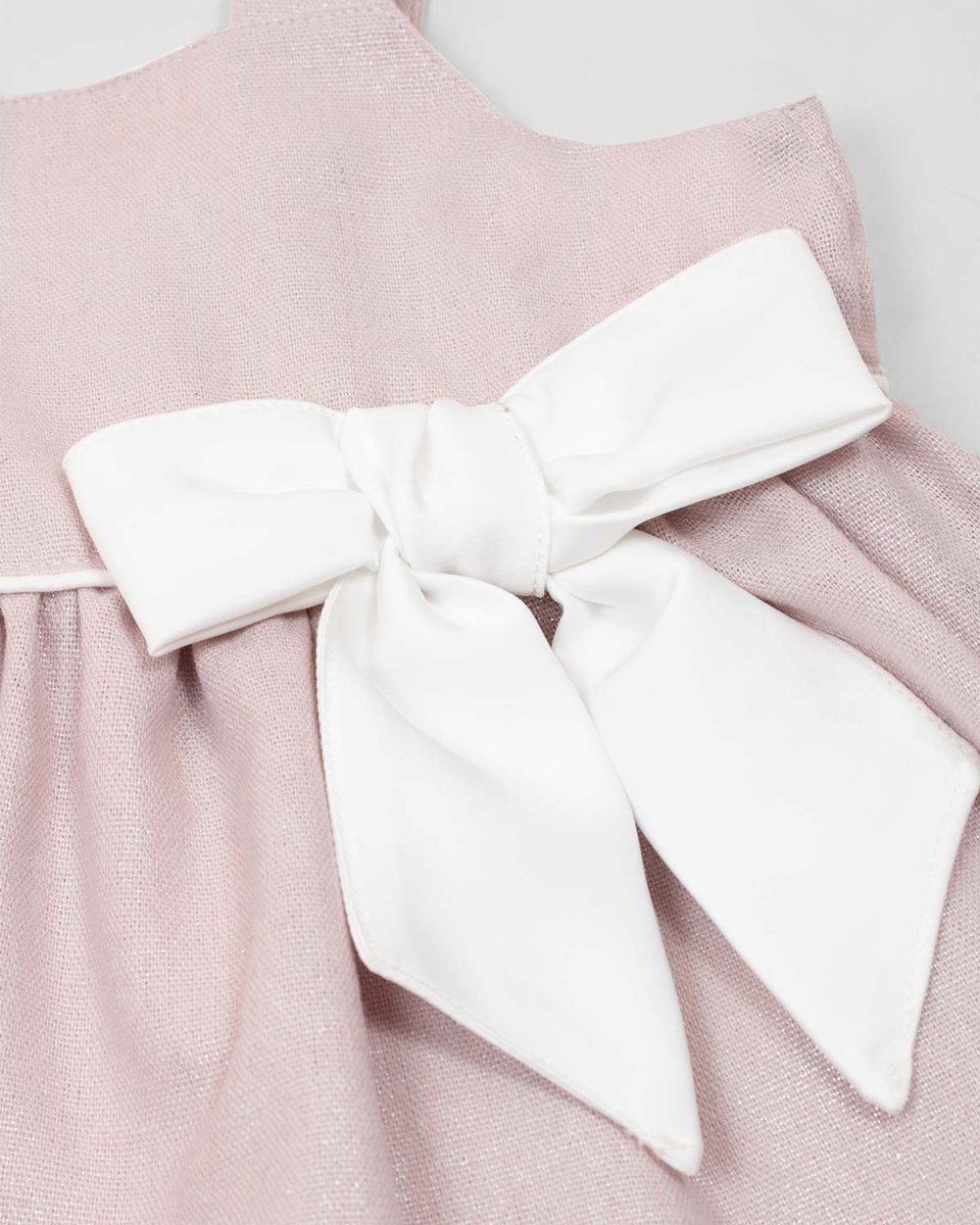 Vestido body de tiras lila pastel con moño blanco para bebé niña - Cielito
