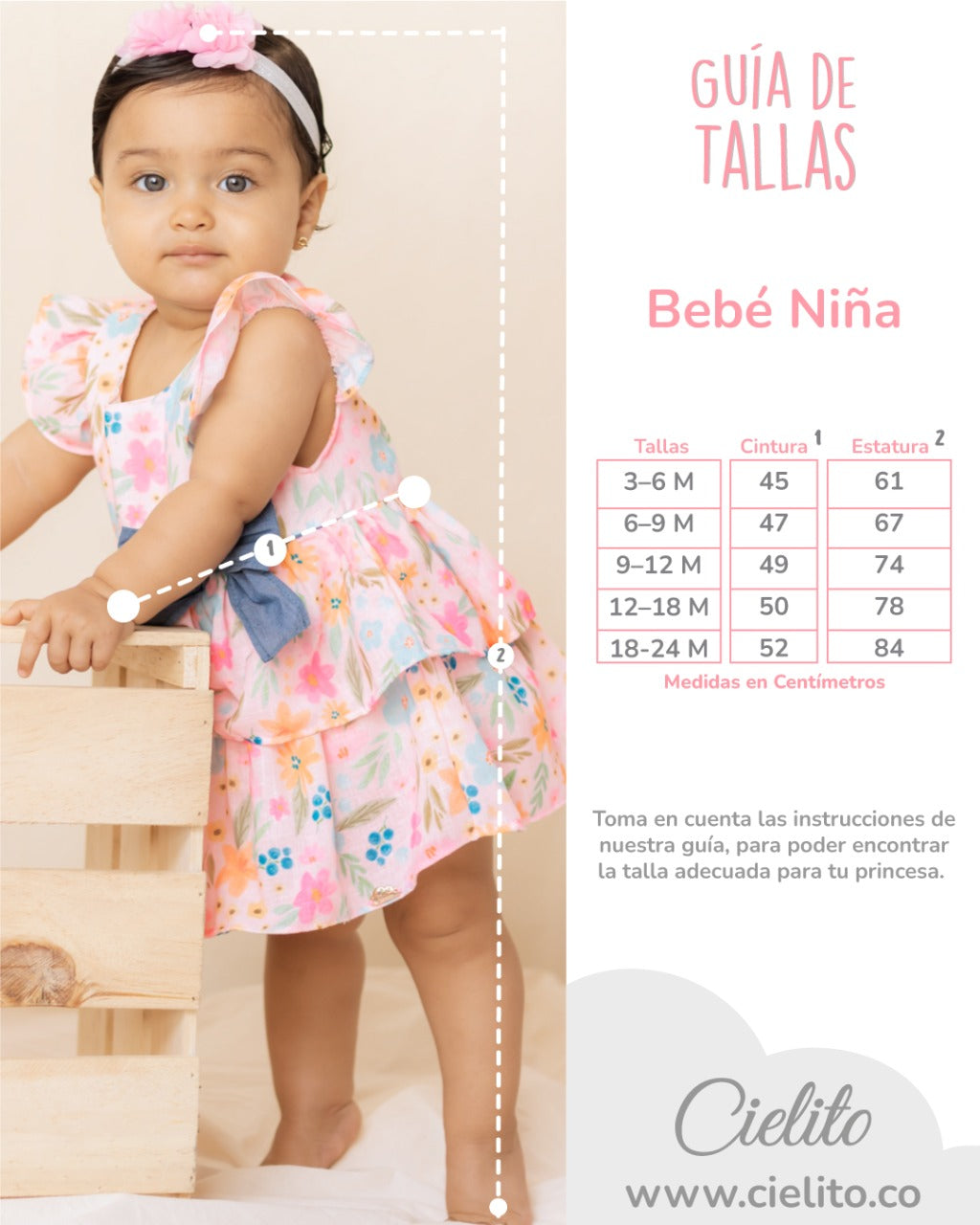 Saco estampado con bolero en hombros para bebé niña